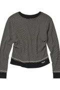 Contrast Stripe Pintuck Long Sleeve T-Shirt