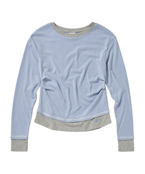 Contrast Stripe Pintuck Long Sleeve T-Shirt