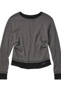 Contrast Stripe Pintuck Long Sleeve T-Shirt