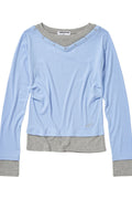 V-Neck Layered Stud Slim Long Sleeve Top