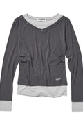 V-Neck Layered Stud Slim Long Sleeve Top