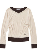 V-Neck Layered Stud Slim Long Sleeve Top