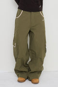 Contrast Line Curved Cargo Pants