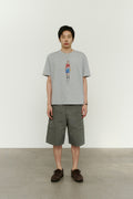 CHOWOO Paneled Cargo Pockets Herringbone Twill Shorts - Khaki
