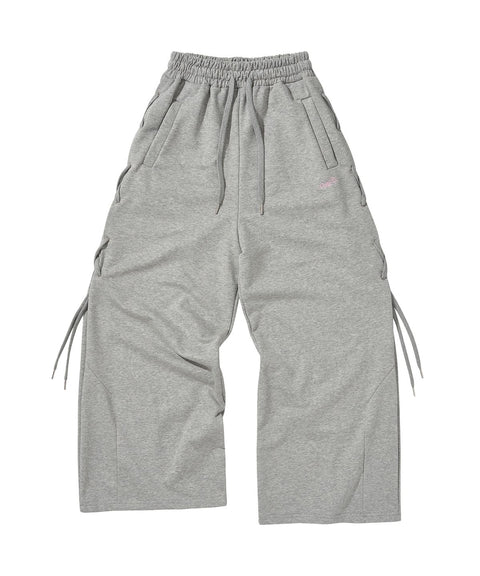 Eyelet Drawstring Wide Pants