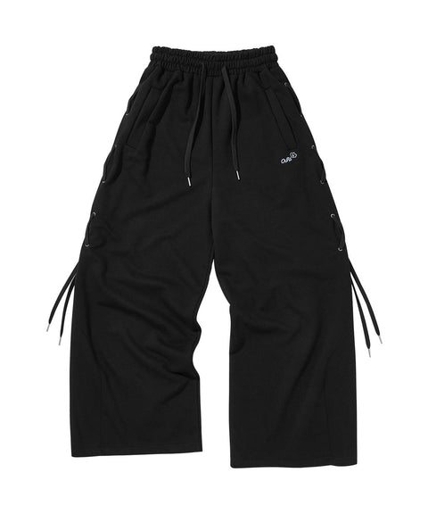Eyelet Drawstring Wide Pants