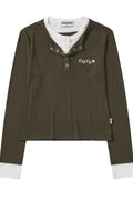 Double Collar Long Sleeve Top
