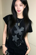 Cross Flower Stud T-Shirt
