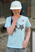 Check Two Star Applique T-Shirt