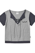 Eyelet Layered Drawstring T-Shirt