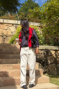 STRIPE BINDING-NECK BOX TEE - Styling