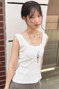 Floral Stud Drawstring Tank Top