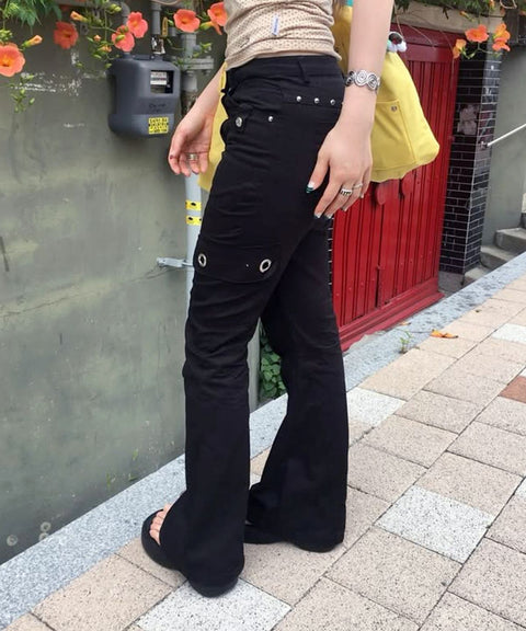 Eyelet Stud Bootcut Cargo Pants