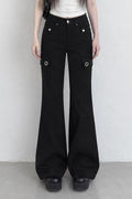 Eyelet Stud Bootcut Cargo Pants