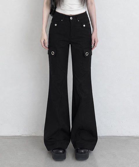 Eyelet Stud Bootcut Cargo Pants