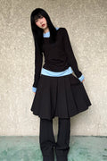 V-Neck Layered Stud Slim Long Sleeve Top
