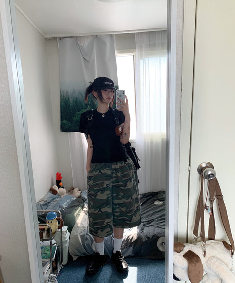 Camo Piping Bermuda Shorts