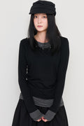 V-Neck Layered Stud Slim Long Sleeve Top