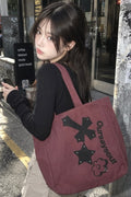 Cross Flower Stud Shopper Bag