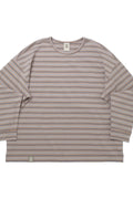 STRIPE BINDING-NECK BOX TEE - Warm Gray