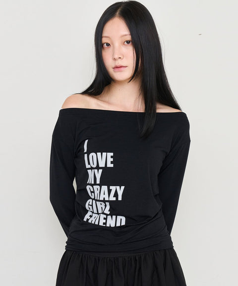 Loose Fit Cropped One Shoulder Long Sleeve Top