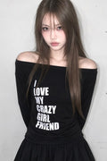 Loose Fit Cropped One Shoulder Long Sleeve Top