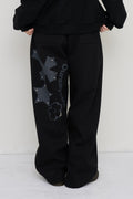 Cross Flower Stud Wide Pants
