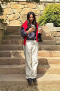 STRIPE BINDING-NECK BOX TEE - Styling