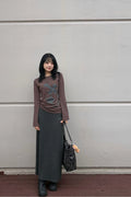 Cross Flower Stud Long Sleeve Top