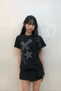 Cross Flower Stud T-Shirt