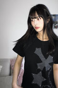 Cross Flower Stud T-Shirt