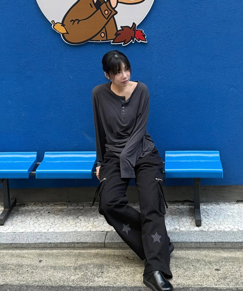 Star Check Contrast Stud Cargo Pants