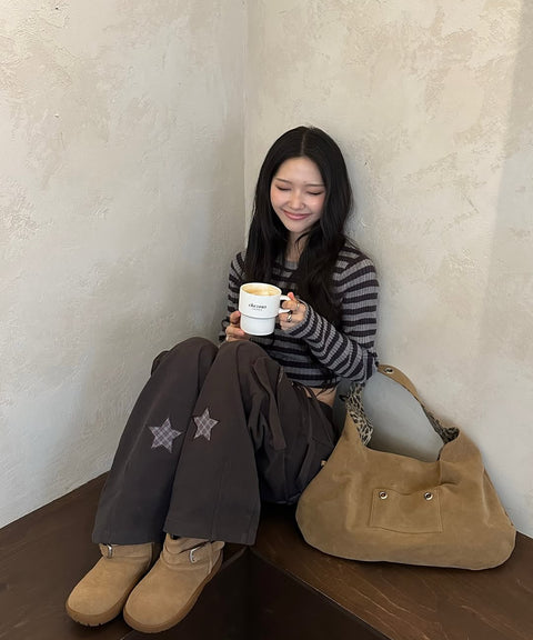 Star Check Contrast Stud Cargo Pants
