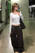 Star Check Contrast Stud Cargo Pants