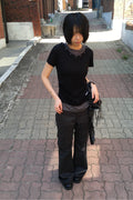 V-Neck Layered Stud Slim T-Shirt