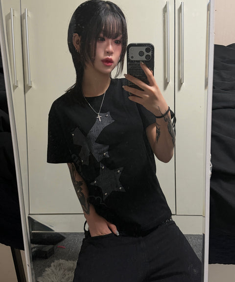 Cross Flower Stud T-Shirt