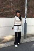 V-Neck Layered Stud Slim Long Sleeve Top