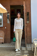 Layered Stripe Polo Long Sleeve Top