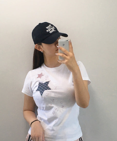 Check Two Star Applique T-Shirt