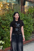 Cross Flower Stud T-Shirt