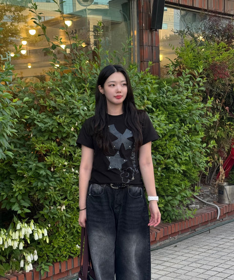 Cross Flower Stud T-Shirt