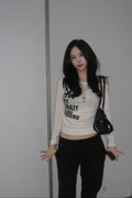 Loose Fit Cropped One Shoulder Long Sleeve Top
