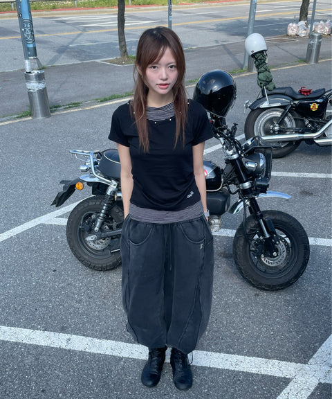 V-Neck Layered Stud Slim T-Shirt