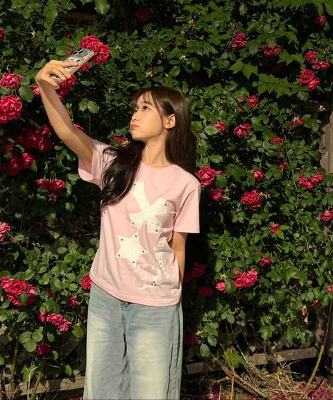Cross Flower Stud T-Shirt