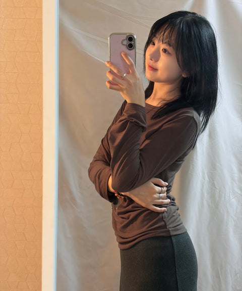 Cross Flower Stud Long Sleeve Top