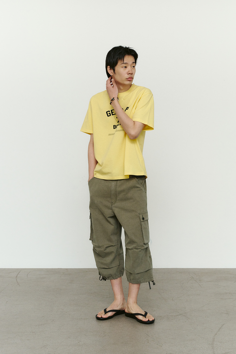 CHOWOO Vintage Military Capri Cargo Pants - Khaki