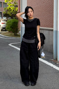 V-Neck Layered Stud Slim T-Shirt