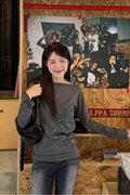 Cross Flower Stud Long Sleeve Top