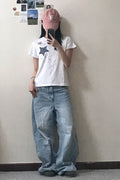 Check Two Star Applique T-Shirt