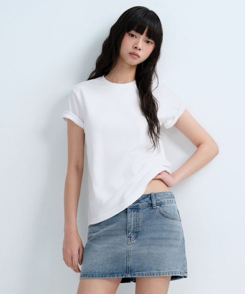 MUSINSA STANDARD WOMAN_Women's Basic Crew Neck T-Shirt [White]